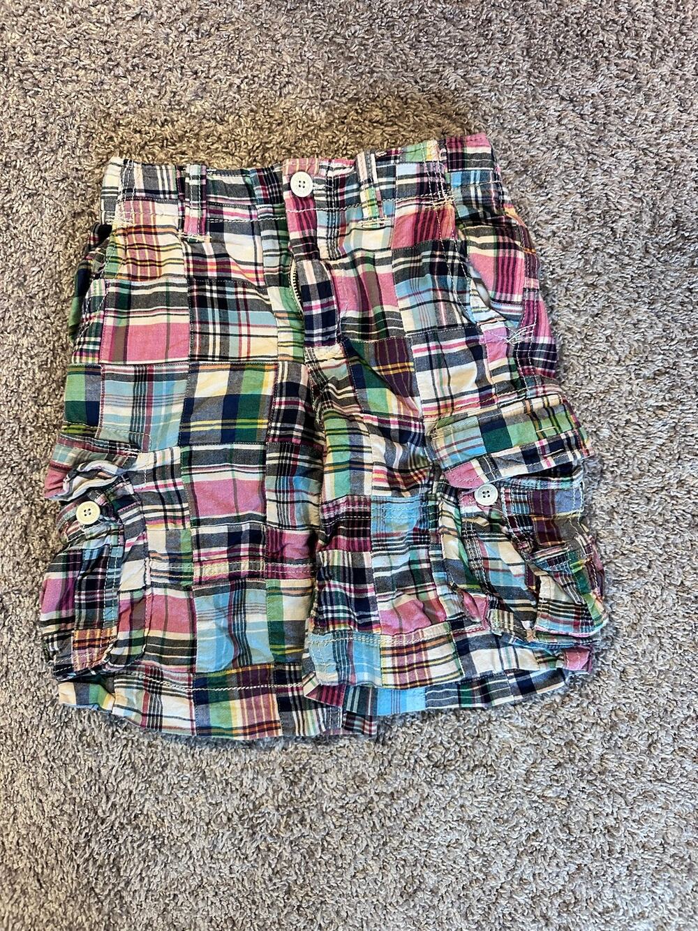 Gap Kids Size 8 Regular Patchwork Plaid Cargo Shorts